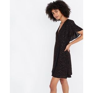 Madewell Cape-Sleeve Mini Dress Metallic Dots